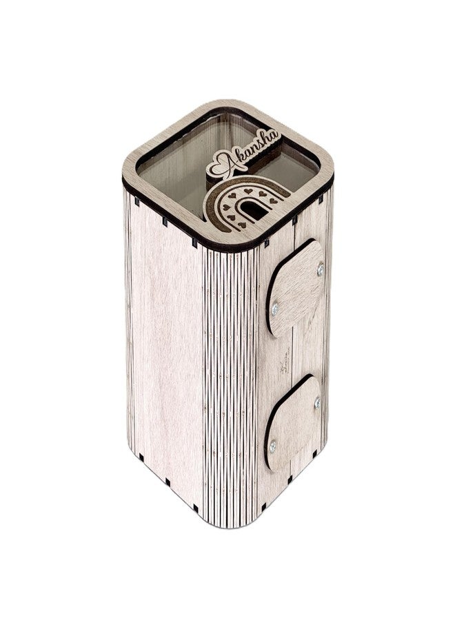 Raystar™ Wooden Money Bank with Customizable Name, Decorative Savings Box with ₹20,000 Tracker Chart, 5 x 5 Inch Piggy Bank for Kids and Adults - Image 4